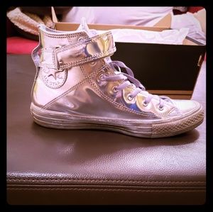 Metallic Silver Converse high tops